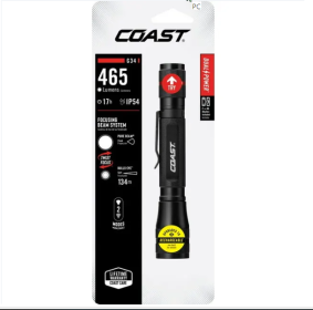 COAST G34 370 Lumen Twist Focusing Handheld LED Flashlight, 2 x AA Batteries Included, 5.6 oz.