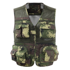 Multi-pocket Men's Professional Photography Vest (Option: Green Electronics-L)