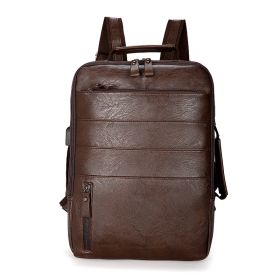 Men's Bag Fashion Computer Backpack (Color: brown)