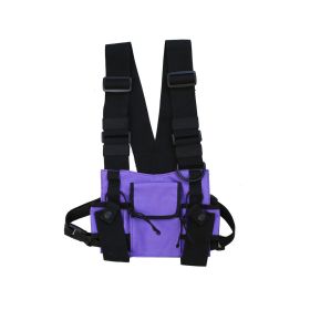 Multifunctional Hip Hop Tactical Tooling Vest Style Chest Bag (Color: Purple)