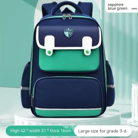 3D Spine Protection Burden Reduction Primary School Student Grade 1-3-6 Children's Schoolbag (Option: Bule and Green-Big)