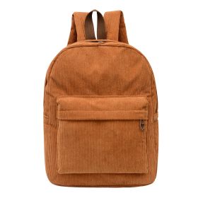 Large Capacity Multi-purpose College Style New Corduroy Front Pocket Unisex Backpack (Option: Brown-19 Inch)