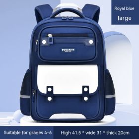 Schoolbag British Style Large Capacity Portable Burden Alleviation (Option: Sapphire Blue Large)