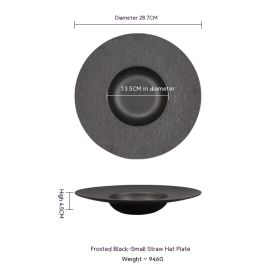 Western-style Creative Wide-brimmed Frosted Ceramic Plate (Option: Black Small)