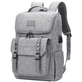 Men's Backpack Retro Travel Bag USB (Option: Gray)