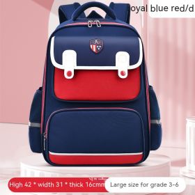 3D Spine Protection Burden Reduction Primary School Student Grade 1-3-6 Children's Schoolbag (Option: Blue and Red-Big)