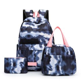 Three-piece Girl Starry Sky Graffiti Printing Primary School Student Schoolbag Lightweight Waterproof Backpack (Option: Ink Black)