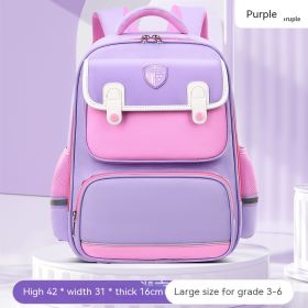 3D Spine Protection Burden Reduction Primary School Student Grade 1-3-6 Children's Schoolbag (Option: Purple and Pink-Big)