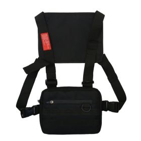 Multi-purpose Tooling Shoulder Hip-hop Chest Bag Front Hanging Vest (Color: Black)