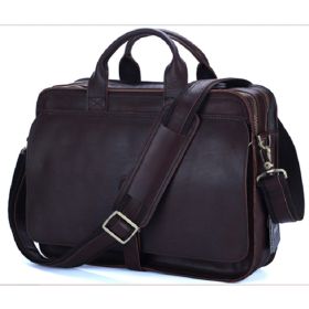 Fashion Genuine Leather Men's Briefcase (Option: Dark Brown)