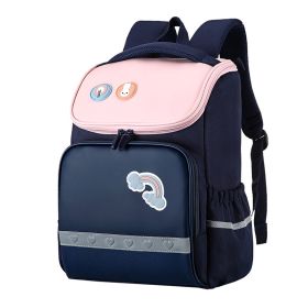 Portable Burden Alleviation Breathable Children's Backpack (Option: Dark Blue-Large)