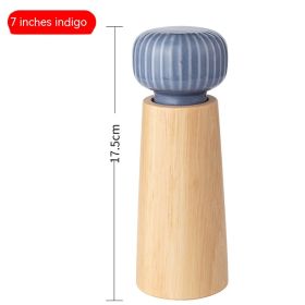 Manual Ceramic Pepper Seasoning Grinding Bottle (Option: 7 Inch Indigo Blue)