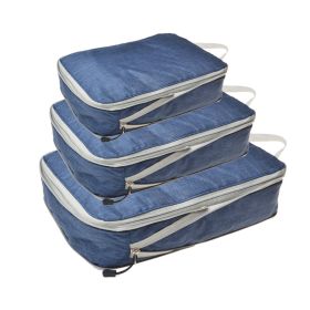 Amazon Home Travel Buggy Bag Compressed Three-piece Storage Bag Stretchable Storage Suit In Stock Supply (Option: Frosted Navy Blue-Small Size Single Pack)