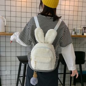 Plush Rabbit Ears Cute Cartoon Cute Children's Backpack (Color: White)