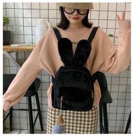 Plush Rabbit Ears Cute Cartoon Cute Children's Backpack (Color: Black)