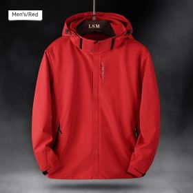 Single Men's Assault Jacket Outdoor Sports Waterproof Mountaineering Suit Trench Coat (Option: Red-M-Men)