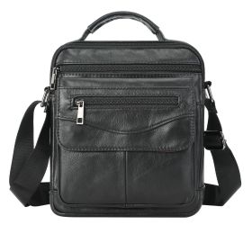 Men's Shoulder Bag First Layer Cowhide (Color: Black)