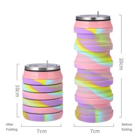 480ml Foldable Silicone Water Cup Creative Protable Travel Cycling Running Water Bottle Folding Outdoor Sports Kettle Drinkware (Color: 5, Capacity: 480ml)