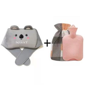 Hot Water Bottle & Shoulder Warm Belt Set For Winter For Outdoor Night (Items: Gray Puppy)