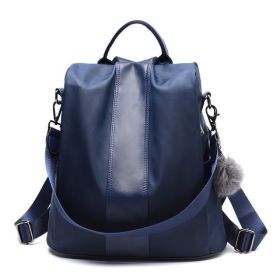 Premium Leather Waterproof 3 Way Anti Theft Women's Backpack (Color: Blue, size: Oxford cloth)