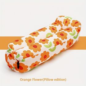 Outdoor Inflatable Sofa Camping  Music Festival Outdoor Portable Lazy Inflatable Sofa Outdoor Beach Air Sofa Folding Camping Inflatable Single Sofa Be (Option: Orange flower)