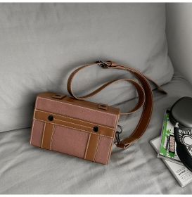 Hip Hop Casual Crossbody Box Small Phone Bag (Color: brown)