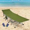 Folding Camping Cot with Side Storage Pocket Detachable Headrest