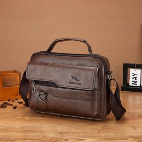 New Horizontal Men's Handbag Shoulder Bag (Color: brown)