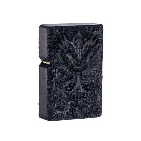 Boss Sandalwood Series Kerosene Lighter Brocade Box Packaging High-end Gift Lighter Factory Wholesale (Option: Rosewood Dragon Head-No Oil)