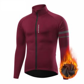 Men's Outdoor Off-road Mountain Sports Fleece Cycling Clothing (Option: BO284 Dark Red-3XL)