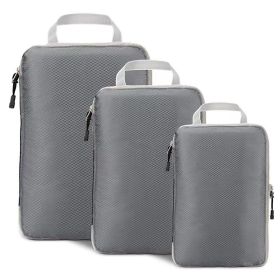 Amazon Home Travel Buggy Bag Compressed Three-piece Storage Bag Stretchable Storage Suit In Stock Supply (Option: Gray-Medium Single Pack)